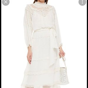 ZIMMERMANN Swing tiered flocked tulle and Swiss-dot cotton silk-blend midi dress